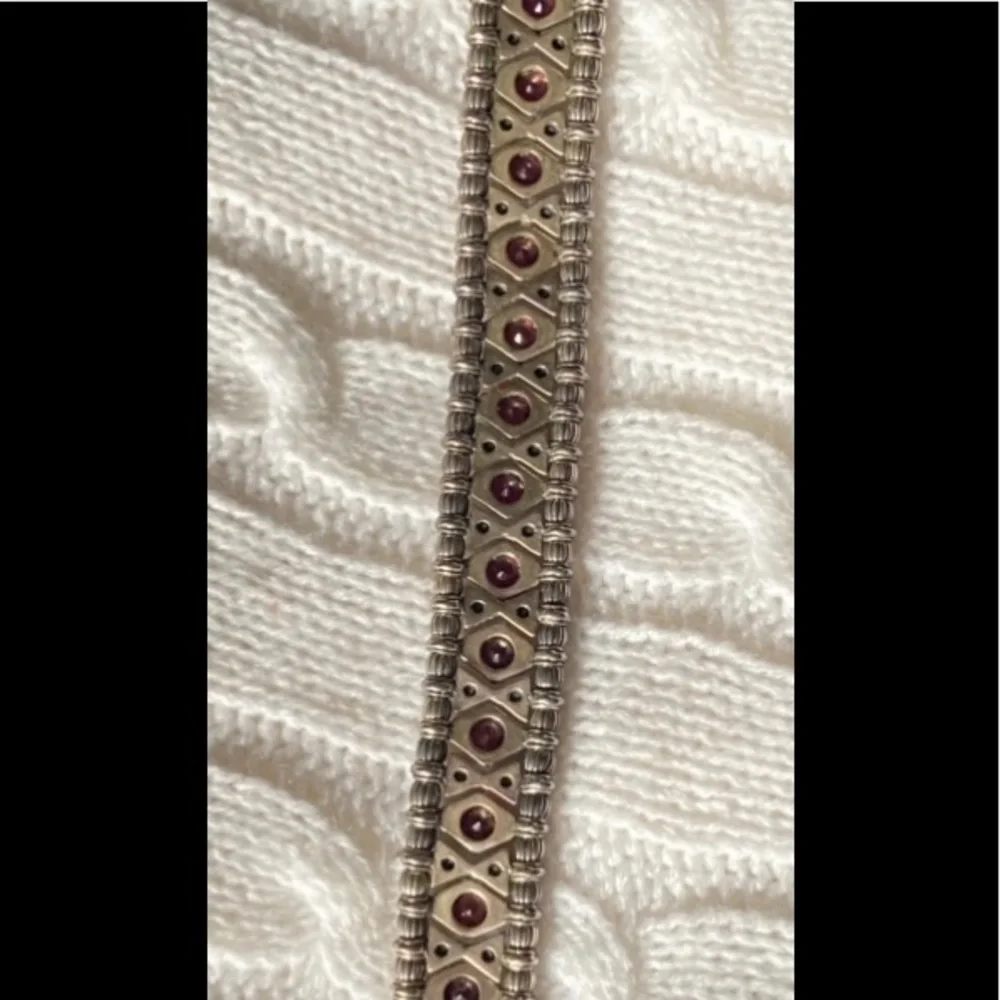 ❤️‍🔥2XHP❤️‍🔥VTG Gothic 925 Silver and Red Stone Bracelet - Picture 13 of 14